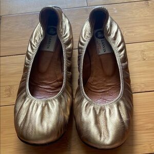 Lanvin gold ballet flats